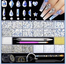 Usado, Kit completo de decoração de nail art: 600 cristais AB e 2500 strass versáteis comprar usado  Enviando para Brazil