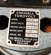 Variable transformer variac for sale  HEREFORD