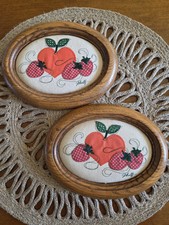 Par de tecido oval de madeira com moldura patchwork maçã morangos decoração primavera verão comprar usado  Enviando para Brazil