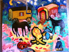 Oil canvas painting d'occasion  Expédié en Belgium
