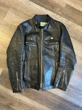 Jaqueta de motociclista Brimaco vintage café racer couro preto grande 42L, usado comprar usado  Enviando para Brazil