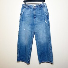 Jeans feminino Zara cintura alta perna larga folgado anos 90 desgastado tamanho 8  comprar usado  Enviando para Brazil