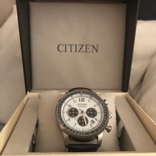 Citizen Eco Drive relógio cronógrafo mostrador branco pulseira de couro preta  comprar usado  Enviando para Brazil