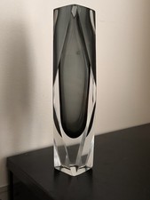Vaso de vidro arte facetada Murano Itália Mandruzzato, 10" cinza escuro fumaça Sommerso comprar usado  Enviando para Brazil