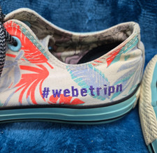 Converse All Star feminino 9 homens 7 folhas de palma e azul claro PERSONALIZADO #webetripn RARO comprar usado  Enviando para Brazil