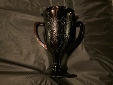 Usado, Vaso troféu de vidro ametista preto década de 1930 LE Smith com ninfas - 7"" comprar usado  Enviando para Brazil