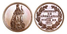O281, França, Medalha de Bronze 1841, Instituto de Legislação, Coruja, Minerva comprar usado  Enviando para Brazil