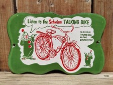 Placa de metal esmalte porcelana palhaço palhaço bicicleta falante vintage Schwinn tamanho 7 x 5 polegadas, usado comprar usado  Enviando para Brazil