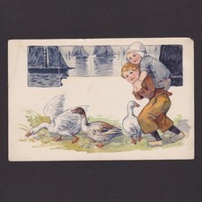 Usado, Cartão postal vintage, crianças e gansos, arte, usado em 1905 comprar usado  Enviando para Brazil