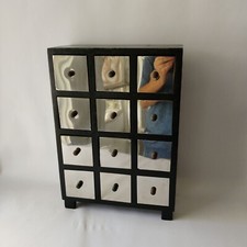 Cajonera vintage de madera negra y metal plateado hecha a mano segunda mano  Embacar hacia Mexico