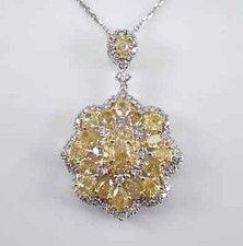 Pingente de colar de flores citrino simulado corte oval 3 quilates folheado a ouro branco 14K 18" comprar usado  Enviando para Brazil