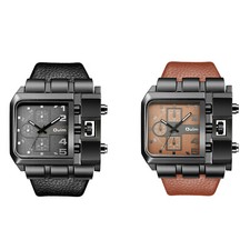 Relógio de pulso masculino militar exército quadrado mostrador grande pulseira de couro esportivo quartzo comprar usado  Enviando para Brazil