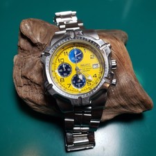 Cronógrafo masculino Seiko alarme 7T32-6K19 amarelo/azul 200m WR 42mm NOVO CRISTAL comprar usado  Enviando para Brazil