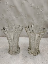 Usado,  Um par de vaso vintage Mayflower Indiana vidro estilo art déco transparente com nervuras comprar usado  Enviando para Brazil