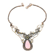 Colar de corrente de formatura rosa opala pedra preciosa cobre dia dos namorados flor esposa, usado comprar usado  Enviando para Brazil