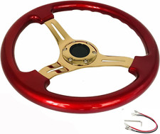 Volante universal de madeira vermelha grão raio dourado 14" (350Mm) clássico vintage Ra, usado comprar usado  Enviando para Brazil