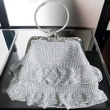 Pulseira de festa/noite de noiva clutch na cor prata cravejada forma de saia , usado comprar usado  Enviando para Brazil