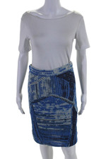 Mini-saia feminina de malha de crochê forrada com zíper exposta Rag & Bone azul tamanho P comprar usado  Enviando para Brazil