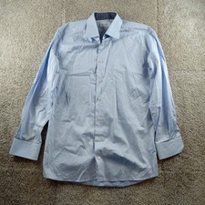 Camisa social Eton masculina 16.5 42 azul slim fit punho francês luxo algodão, usado comprar usado  Enviando para Brazil