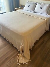 Colcha orgânica creme cobertor king queen - decoração boho borla fazenda comprar usado  Enviando para Brazil
