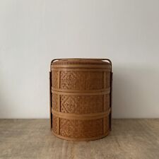 Vintage Grande Japonês Tecido de Bambu Cesta Caixa com Tampa Bento 3 Camadas Armazenamento Raro comprar usado  Enviando para Brazil