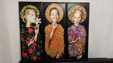 Selbstgemalte triptychon leinw gebraucht kaufen  München