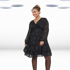 Usado, Vestido skatista Ex Simply Be feminino plus size estampa spot Georgette preto comprar usado  Enviando para Brazil