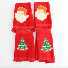 Lote de 4 panos de prato de Natal - Toalhas de algodão vermelho com desenhos de Papai Noel e árvore comprar usado  Enviando para Brazil