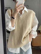 Usado, Colete de malha feminino casual suéter sem mangas moda feminina colete solto comprar usado  Enviando para Brazil
