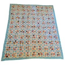 Colcha amarrada geométrica vintage azul 81 x 94 depressão como está cortador usada comprar usado  Enviando para Brazil