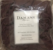 DAMASK STRIPE🔹LUXURY TWIN EDREDOM🔹& STD PILLOW SHAM🔹CHOCOLATE comprar usado  Enviando para Brazil