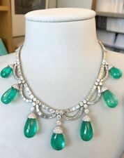 Colar fino Tear Drops verde esmeralda com formato redondo e baguete CZ 185,45TCW comprar usado  Enviando para Brazil