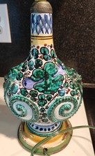 Base de abajur vintage 1930 arte majólica cerâmica colorida/cabeças de serpente, usado comprar usado  Enviando para Brazil