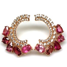 Brincos de prata esterlina 925 com turmalina rosa e zircônia cúbica revestidos a ouro rosa, usado comprar usado  Enviando para Brazil