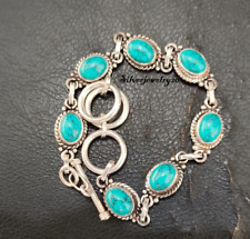 Pulseira feminina de prata esterlina 925 sólida pedra preciosa oval turquesa MK*, usado comprar usado  Enviando para Brazil