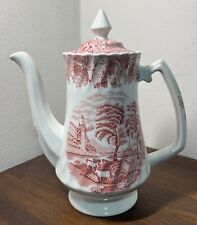 Tetera de colección Enoch Woods “English Scenery” Woods Ware roja transferware con cubierta segunda mano  Embacar hacia Argentina