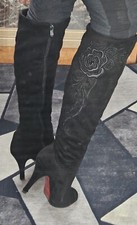 Botas pretas Guess I GUESS aveludadas bordadas com miçangas no joelho tamanho 245-7.5-8 , usado comprar usado  Enviando para Brazil