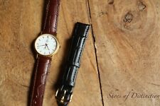 Omega Seamaster relógio de ouro fabricado na Suíça preto marrom pulseira de couro de crocodilo masculino comprar usado  Enviando para Brazil