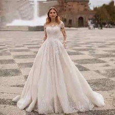 Vestidos de noiva A Line gola O manga longa renda vestido de noiva princesa vestidos de noiva, usado comprar usado  Enviando para Brazil