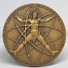 ARTE/ENERGÍA/ENERGÍA NUCLEAR/Desnudo VITRUVIAN MAN INSIDE ATOM 1961 Medalla de Bronce segunda mano  Embacar hacia Mexico