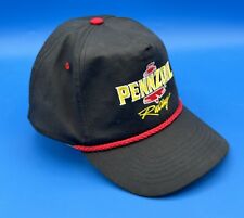 Chapéu de corrida vintage Penzoil preto corda vermelha alça de couro tampa traseira logotipo NASCAR comprar usado  Enviando para Brazil