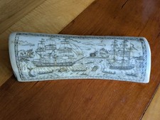 Resina falsa 8" Scrimshaw "The Whaler Indian Off Tahiti" comprar usado  Enviando para Brazil
