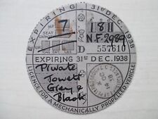 Tax disc 1938 for sale  SWANSEA