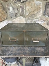 Caixa de arquivo vintage Cole aço 2 gavetas 9,5”x6,75” verde exército EUA 🇺🇸  comprar usado  Enviando para Brazil