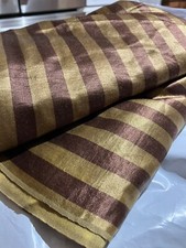 Tecido listrado de mostarda marrom vintage 36" c x 62" comprimento algodão acabamento acetinado comprar usado  Enviando para Brazil