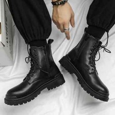 Nova Bota de Motoqueiro de Couro Moda Impermeável Bota Moda Top Alto Clássico Sapato Básico comprar usado  Enviando para Brazil