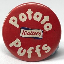 Broche promocional vintage Walters Potato Puffs emblema botão comida festa lanches batatas fritas Yum comprar usado  Enviando para Brazil