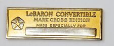 Chrysler Lebaron Conversível Personalizado Emblema Placa Mark Cross Edition * Em Branco comprar usado  Enviando para Brazil