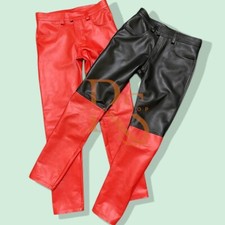 Par de duas calças masculinas de couro de cordeiro genuíno estilo clássico calça de couro, usado comprar usado  Enviando para Brazil
