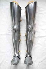 Medieval Steel Warrior Gothic Leg Armor set completo Knight Greaves Armor x-mas comprar usado  Enviando para Brazil
